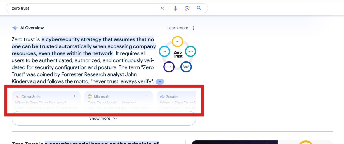ai overview screenshot zero trust
